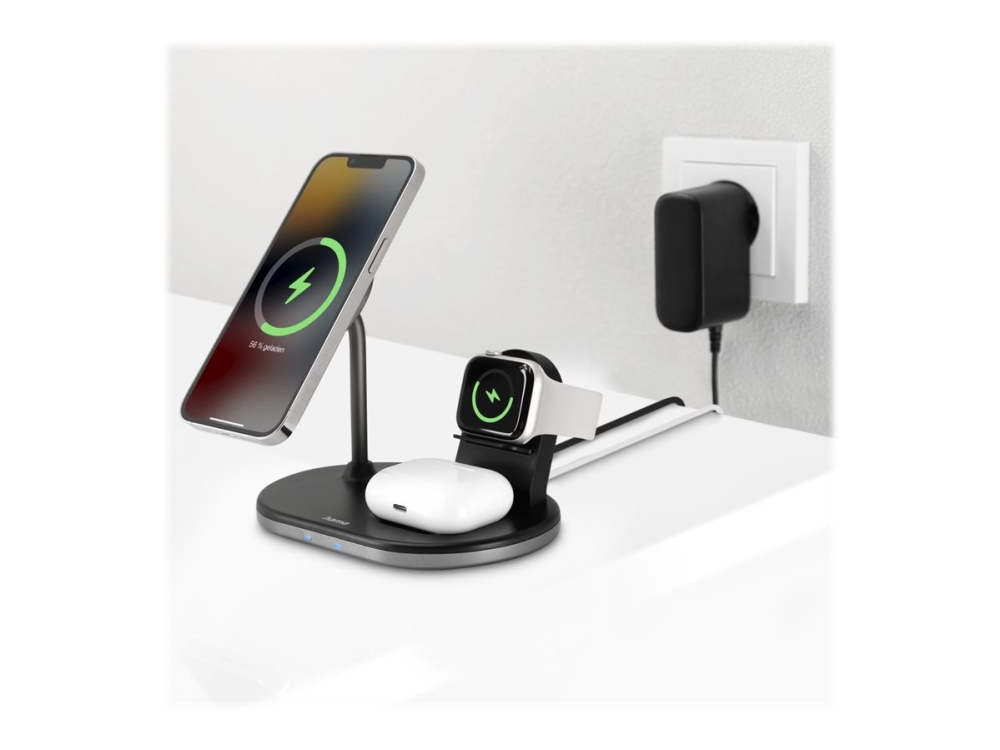 "magcharge Multi"   Trådløs Opladningsstander + Ac Strømadapter   15 Watt   Turbo Fast Charge   3 Output Stikforbindelser   Sort   For Apple Iph fra Hama med Afbetaling