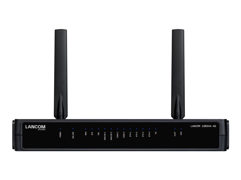 Lancom 1803va 4g   Trådløs Router   Vdsl 4 Port Switch   1gbe   3g, 4g   Voip Gateway   Væg Monterbar fra Lancom Systems med Afbetaling