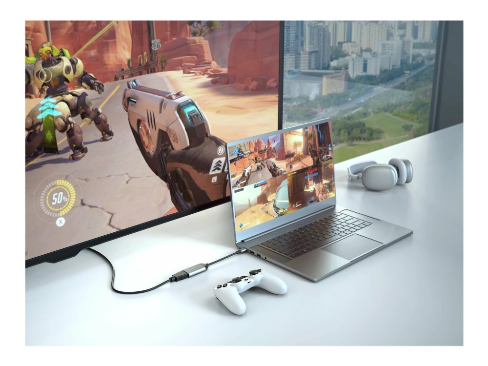 Hyperdrive   Videoadapter   24 Pin Usb C Han Til Hdmi Hun   Sølv   8k60 Hz Support, 4k144 Hz Support fra Targus med Afbetaling