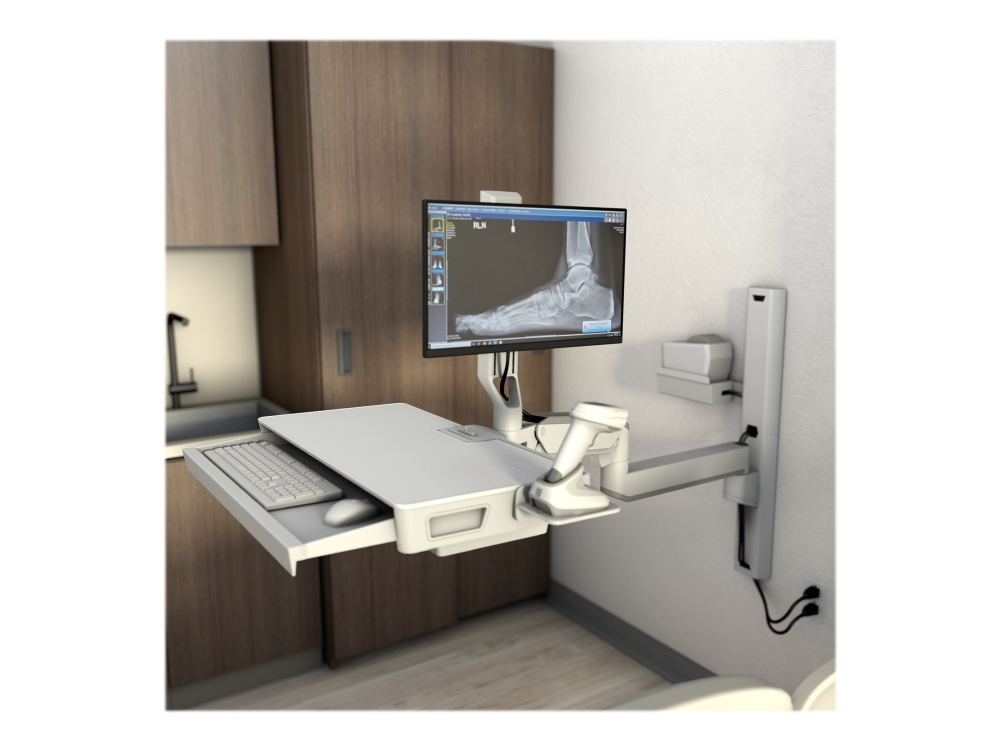 Carefit Combo System With Worksurface   Monteringssæt (drejelig Arm, Træk Ud Tastaturbakke Med Integreret Arbejdsoverflade, Vægmonteringsbas fra Ergotron med Afbetaling