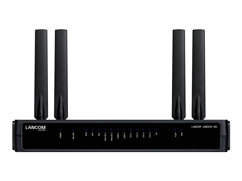 Lancom 1803va 5g   Sd Wan Gateway   Med Vdsl Og 5g   1gbe, 5g, Lte, Umts, Hspa, Vdsl, Vdsl2   5g, 4g, 3g   Umts B1 B2 B4 B5 B8 B19  Lte B1 B2 B3 B4 B fra Lancom Systems med Afbetaling