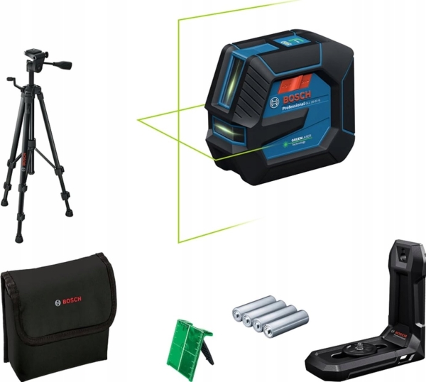 . Cross Laser Gll 20 22 G Green + Holder Lb 10 + Tripod Bt 150 fra Bosch med Afbetaling